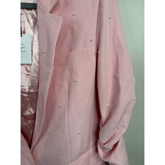Generation Love Nadia Pearl Blazer Jacket Ruched Sleeves Pastel Pink Size XL NWT - Picture 5 of 6
